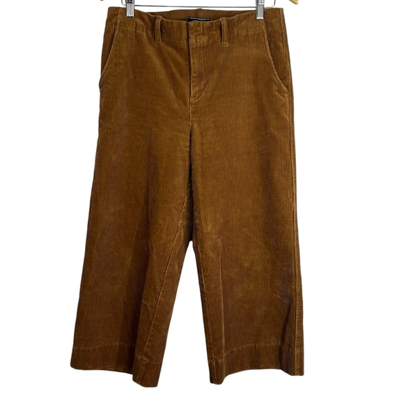 LAND'S END Corduroy Wide Leg Crop Pants Size 8 toffee Brown - Picture 1 of 7